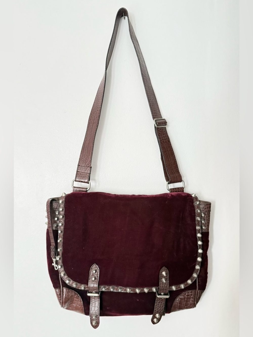Pink Moon 🌙 Studded Burgundy Satchel Shoulder Bag Adjustable